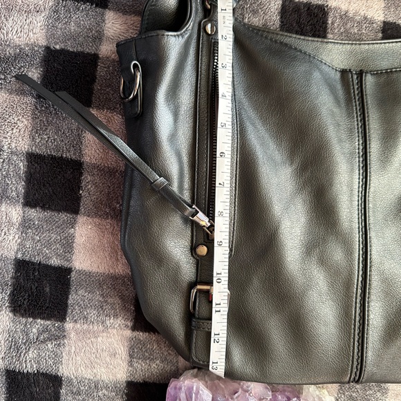 🌟REALER Beautiful Black Pebbled Leather Purse, 13”x17”,Fringe Zipper-Pulls🖤Sassy - Picture 12 of 15